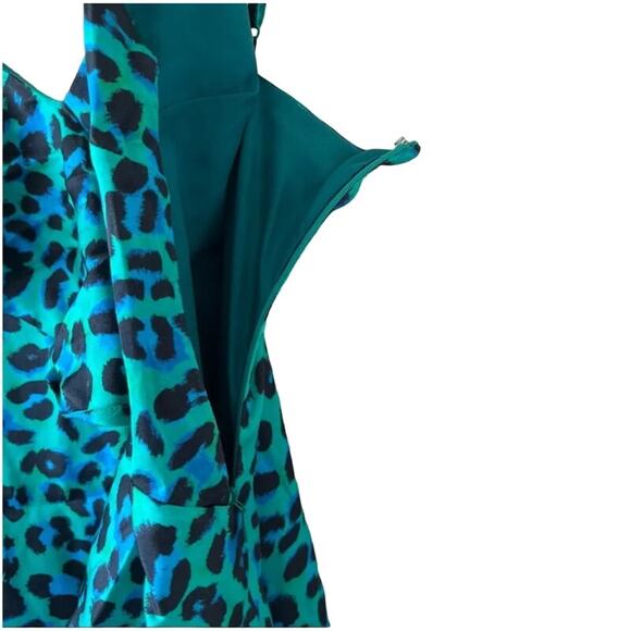 New LPA Revolve Green Leopard Print Mini Dress Women's Size XS Satin Ruffle - Picture 6 of 11